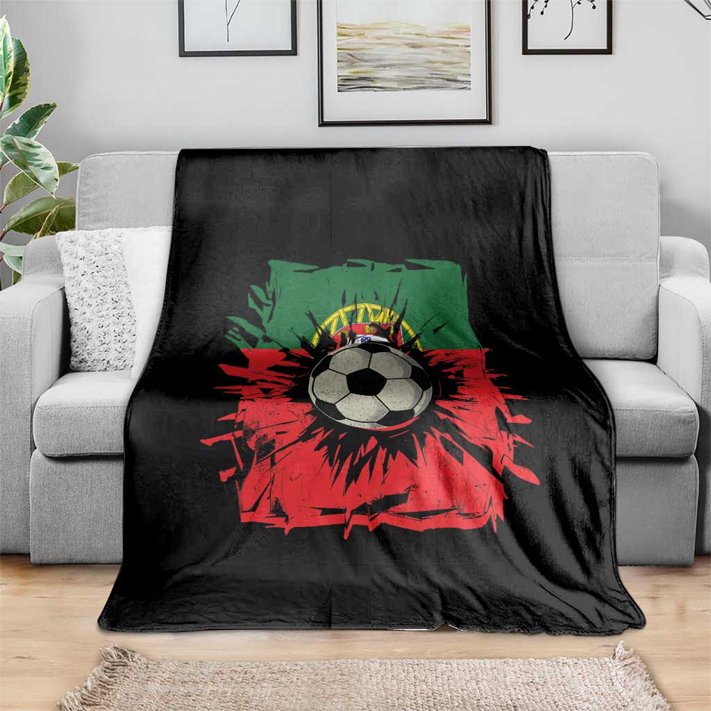 Portugal Soccer Throw Blanket Portuguese Flag Soccer Ball Futebol TS10 Print Your Wear
