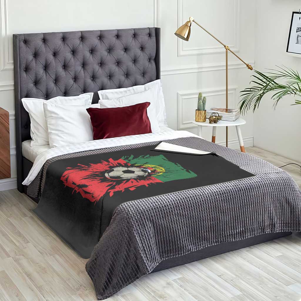Portugal Soccer Throw Blanket Portuguese Flag Soccer Ball Futebol TS10 Print Your Wear