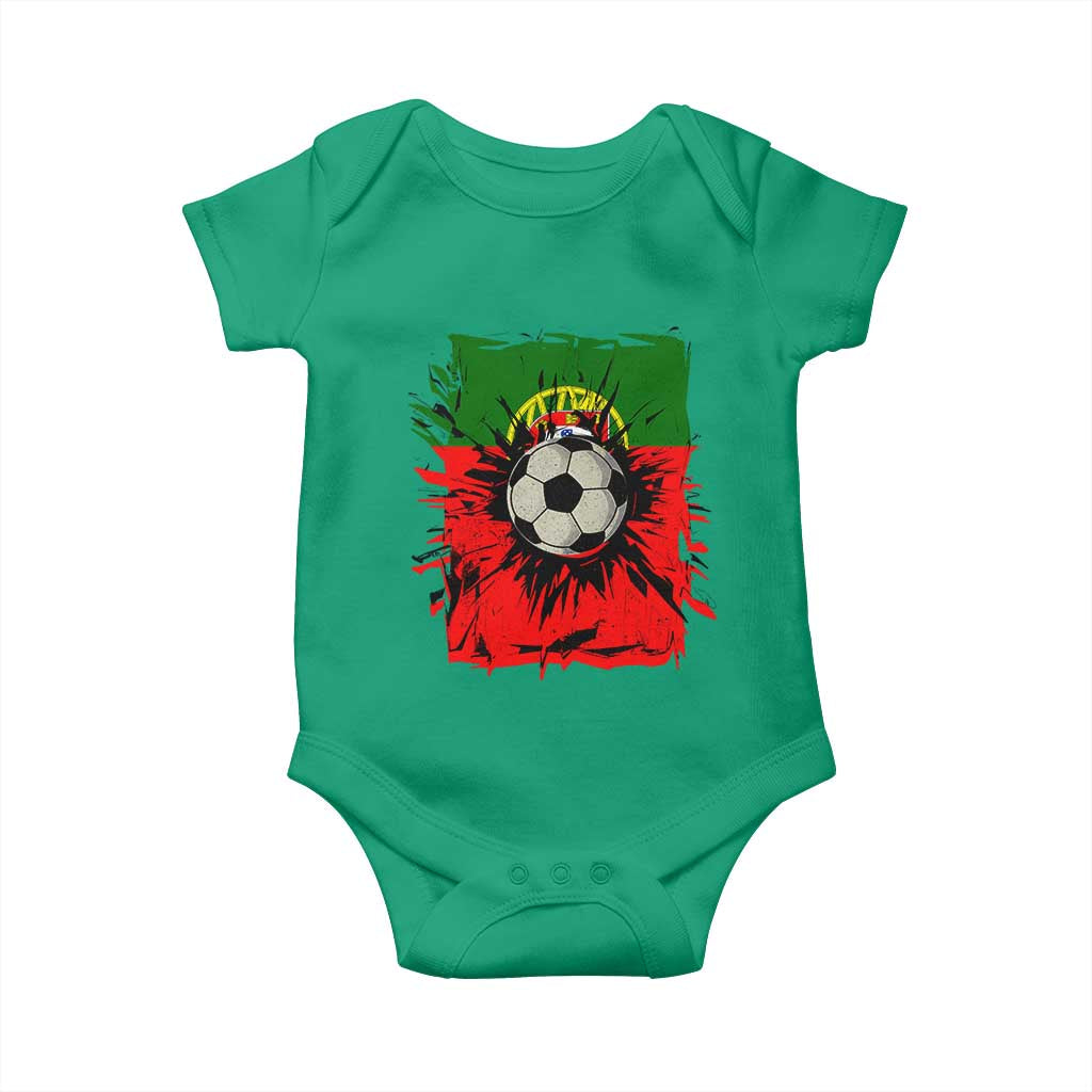 Portugal Soccer Baby Onesie Portuguese Flag Soccer Ball Futebol TS10 Irish Green Print Your Wear