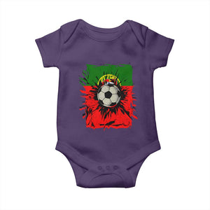 Portugal Soccer Baby Onesie Portuguese Flag Soccer Ball Futebol TS10 Purple Print Your Wear