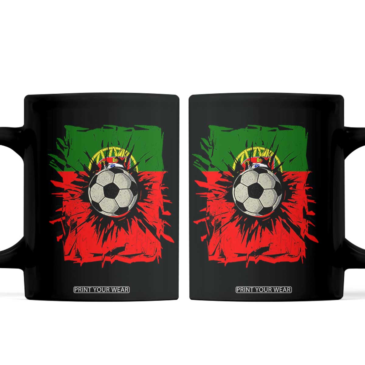 Portugal Soccer Coffee Mug Portuguese Flag Soccer Ball Futebol TS10 Black Print Your Wear