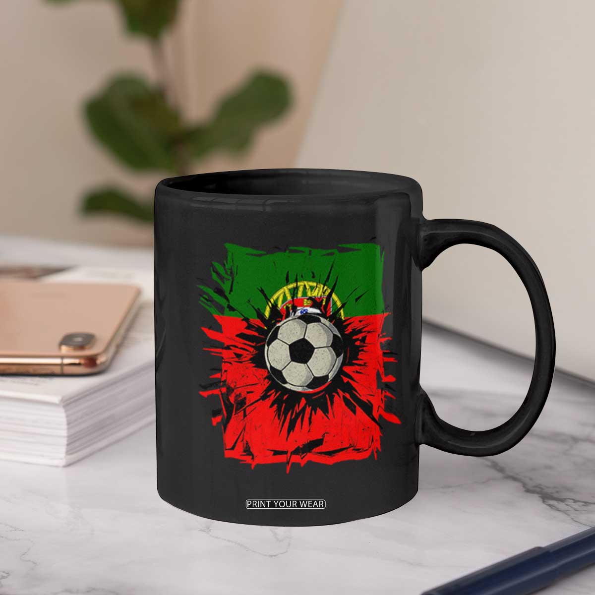 Portugal Soccer Coffee Mug Portuguese Flag Soccer Ball Futebol TS10 Print Your Wear