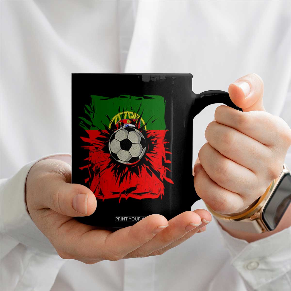 Portugal Soccer Coffee Mug Portuguese Flag Soccer Ball Futebol TS10 Print Your Wear