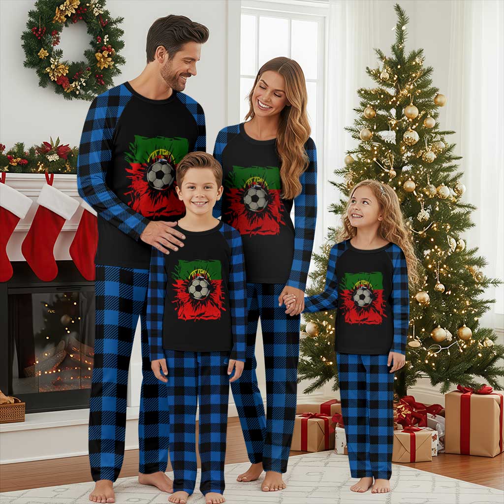 Portugal Soccer Plaid Pajama Set Portuguese Flag Soccer Ball Futebol TS10 Blue Plaid Print Your Wear