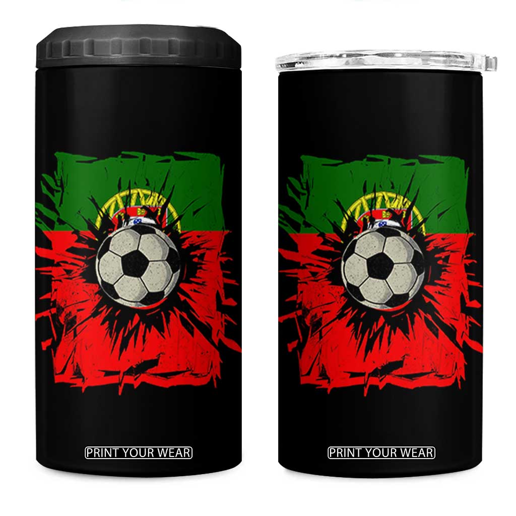 Portugal Soccer 4 in 1 Can Cooler Tumbler Portuguese Flag Soccer Ball Futebol TS10 One Size: 16 oz Black Print Your Wear
