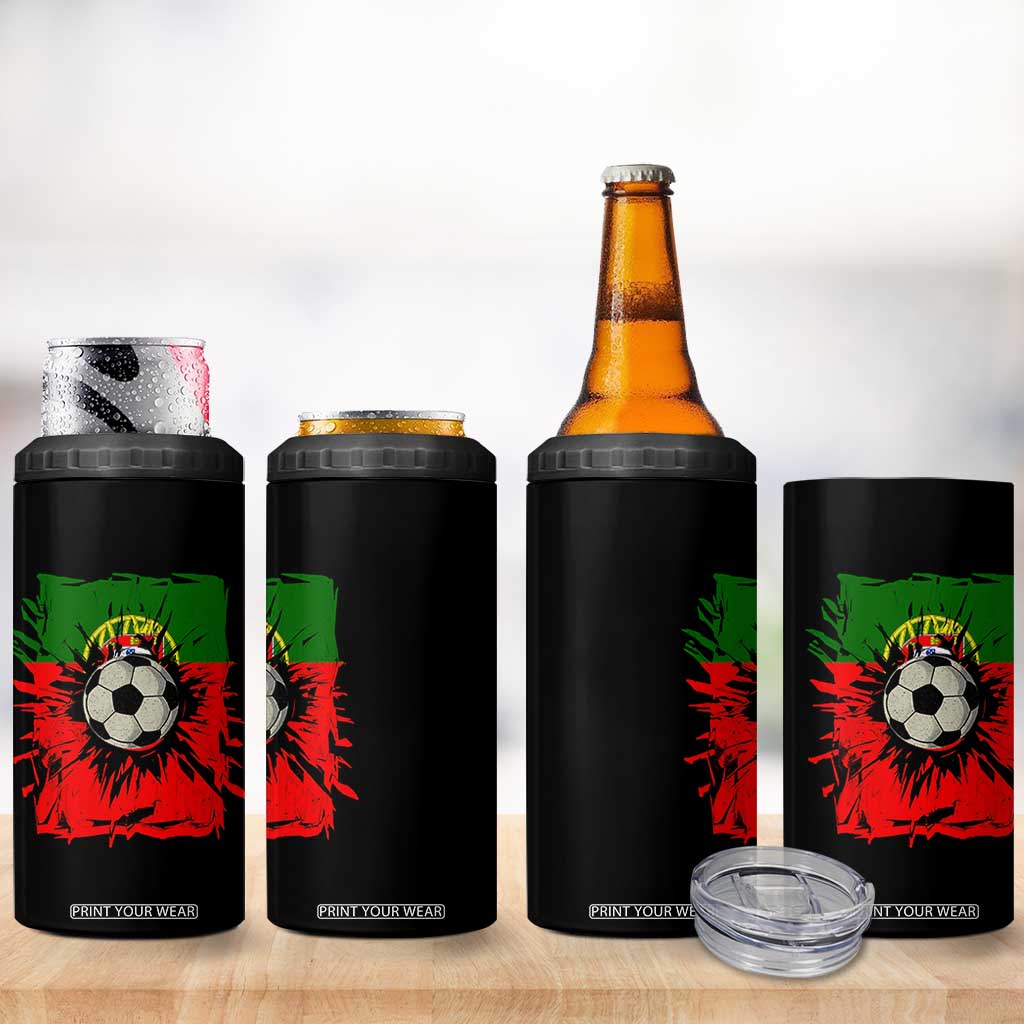 Portugal Soccer 4 in 1 Can Cooler Tumbler Portuguese Flag Soccer Ball Futebol TS10 Print Your Wear