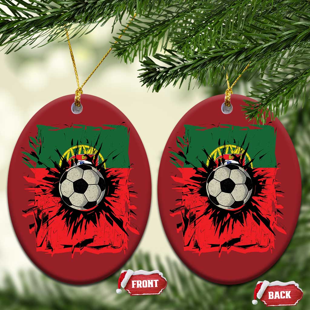 Portugal Soccer Christmas Ornament Portuguese Flag Soccer Ball Futebol TS10 Oval Red Print Your Wear