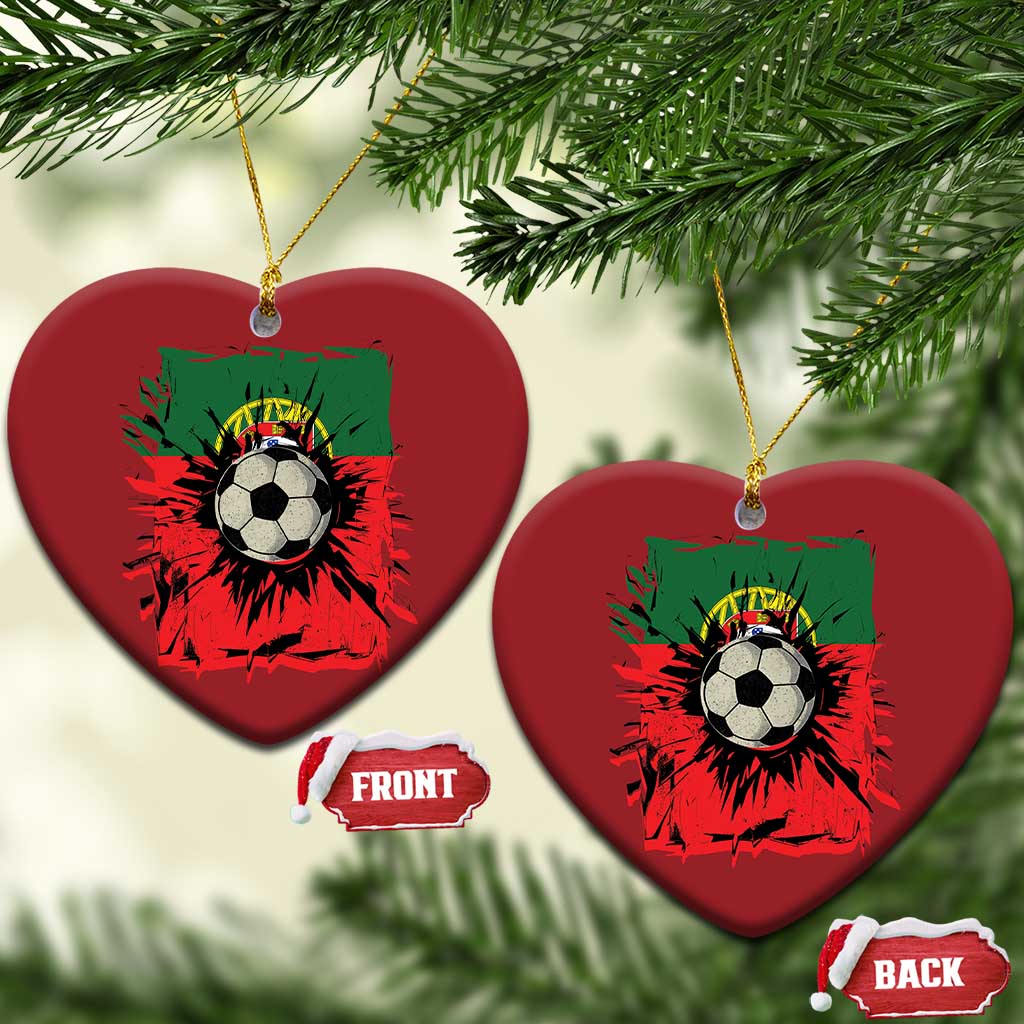 Portugal Soccer Christmas Ornament Portuguese Flag Soccer Ball Futebol TS10 Heart Red Print Your Wear