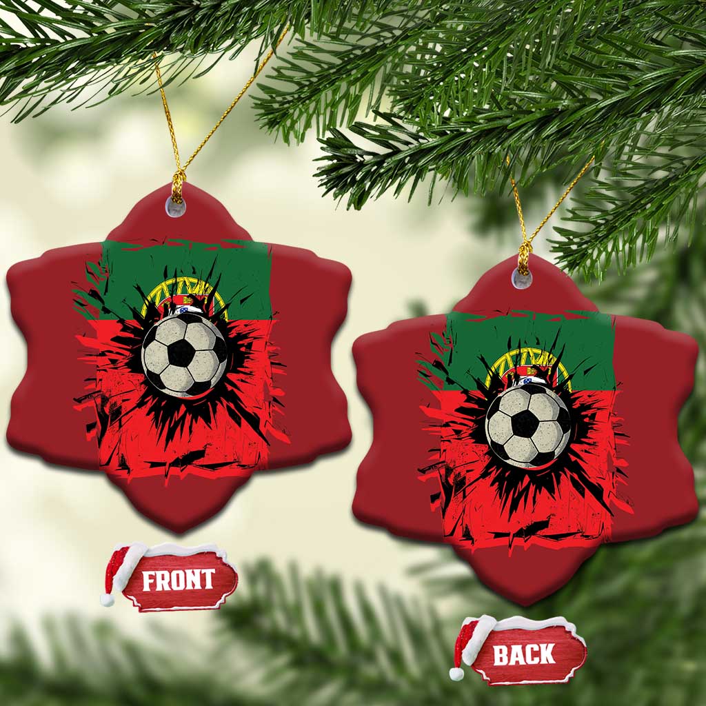 Portugal Soccer Christmas Ornament Portuguese Flag Soccer Ball Futebol TS10 Snow Flake Red Print Your Wear