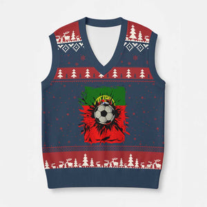 Portugal Soccer V-Neck Knit Sweater Vest Portuguese Flag Soccer Ball Futebol TS10 Navy Red Print Your Wear