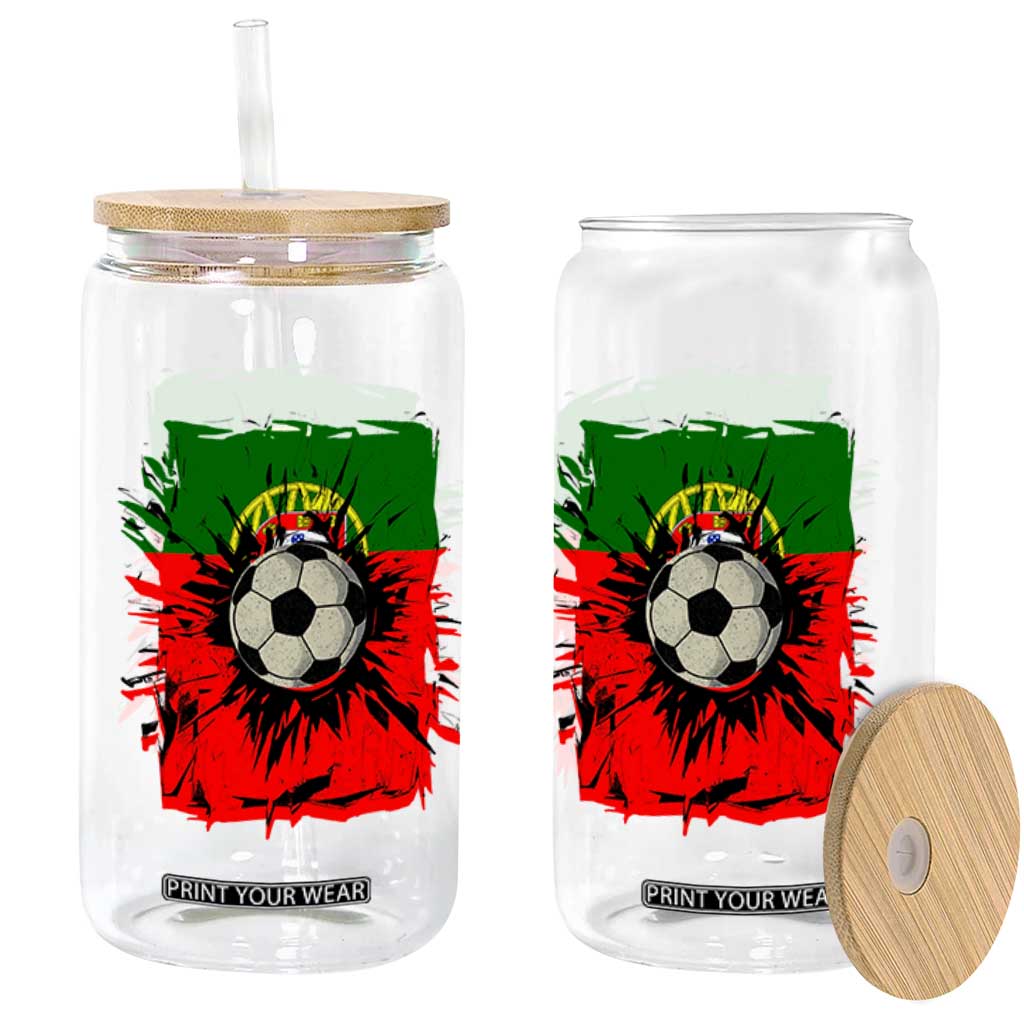 Portugal Soccer Glass Can Portuguese Flag Soccer Ball Futebol TS10 Print Your Wear