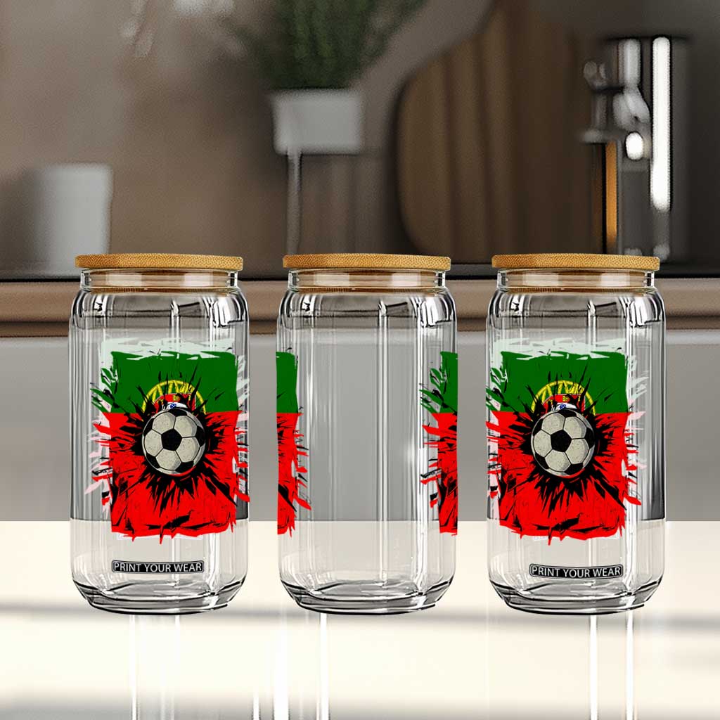 Portugal Soccer Glass Can Portuguese Flag Soccer Ball Futebol TS10 Print Your Wear