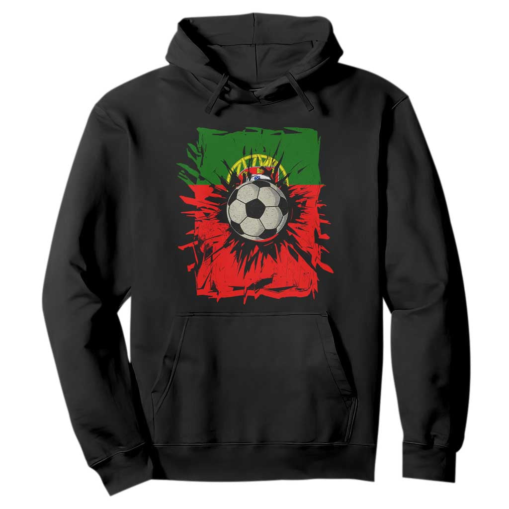 Portugal Soccer Hoodie Portuguese Flag Soccer Ball Futebol TS10 Black Print Your Wear