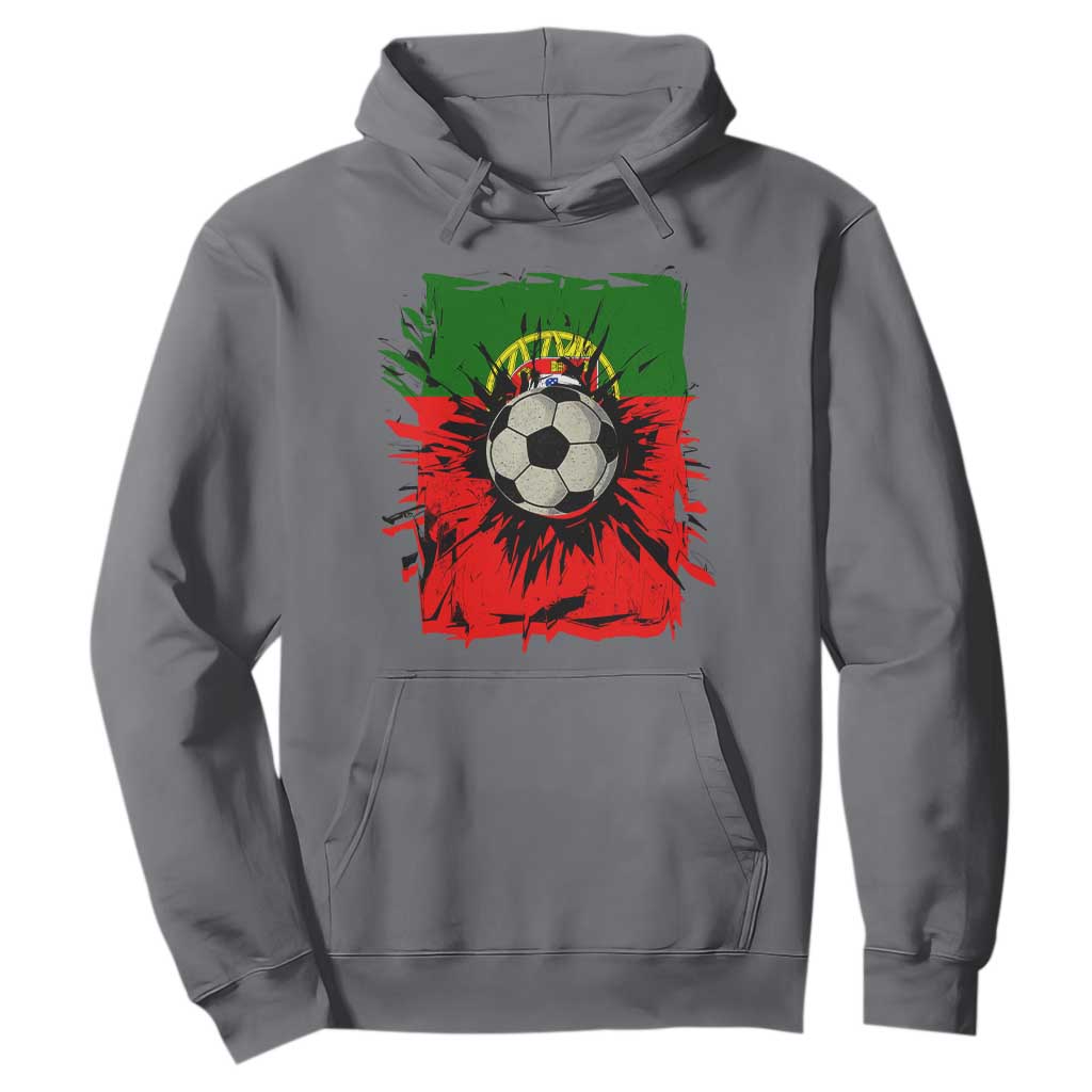 Portugal Soccer Hoodie Portuguese Flag Soccer Ball Futebol TS10 Charcoal Print Your Wear
