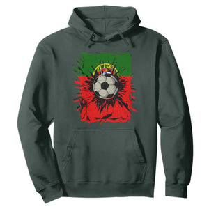 Portugal Soccer Hoodie Portuguese Flag Soccer Ball Futebol TS10 Dark Forest Green Print Your Wear