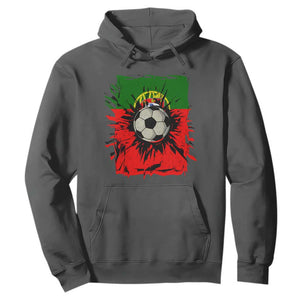 Portugal Soccer Hoodie Portuguese Flag Soccer Ball Futebol TS10 Dark Heather Print Your Wear