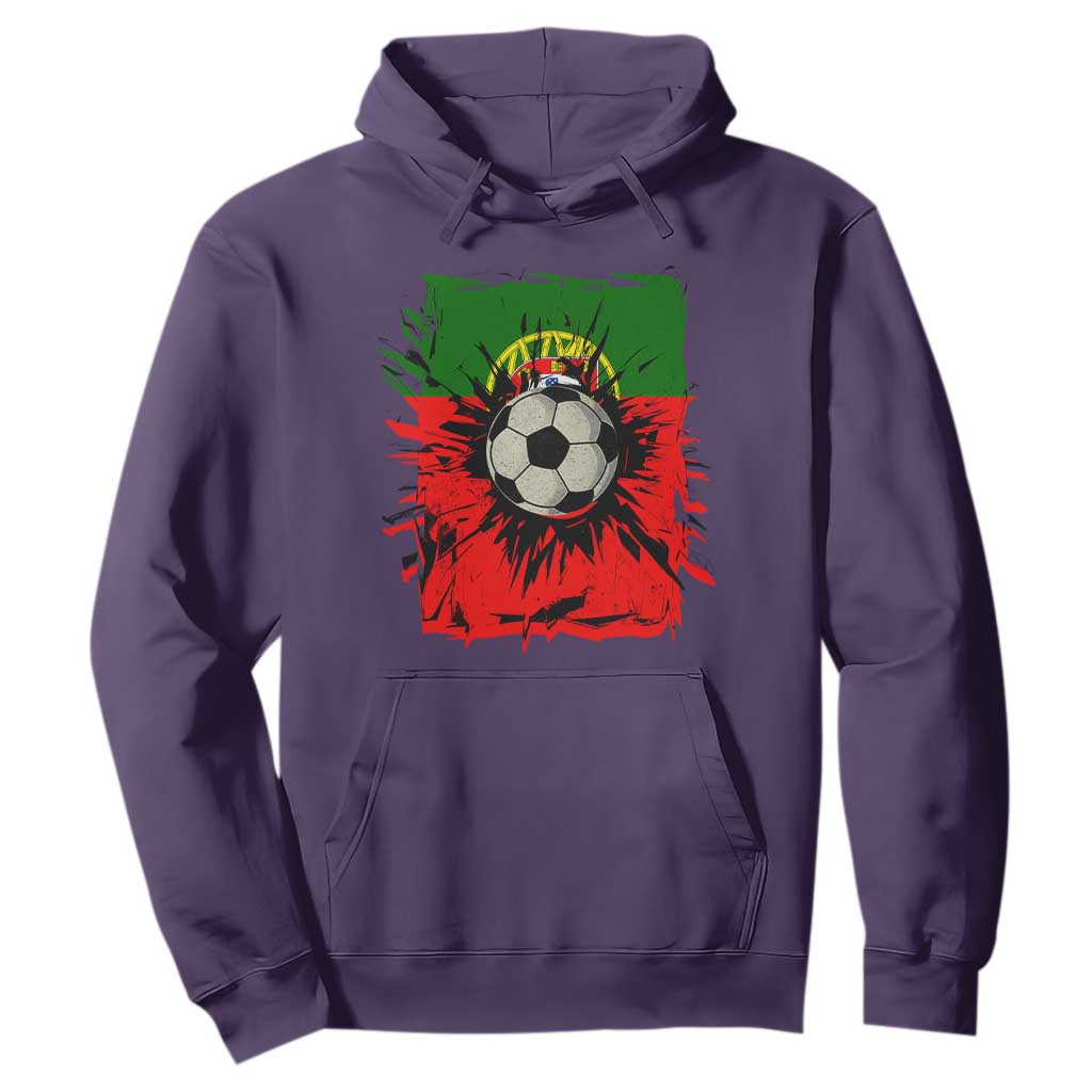 Portugal Soccer Hoodie Portuguese Flag Soccer Ball Futebol TS10 Purple Print Your Wear