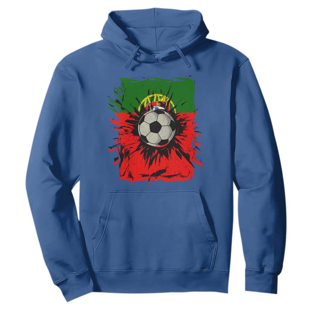 Portugal Soccer Hoodie Portuguese Flag Soccer Ball Futebol TS10 Royal Blue Print Your Wear