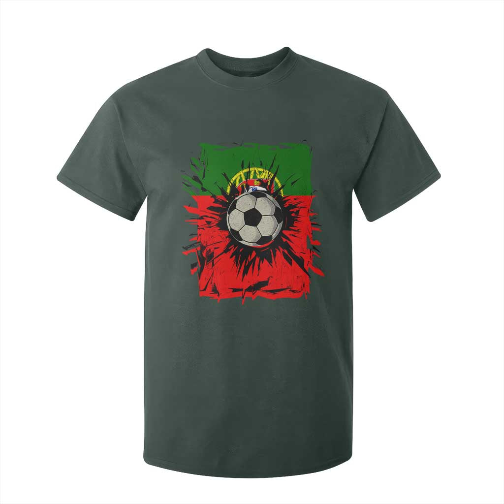 Portugal Soccer T Shirt For Kid Portuguese Flag Soccer Ball Futebol TS10 Dark Forest Green Print Your Wear