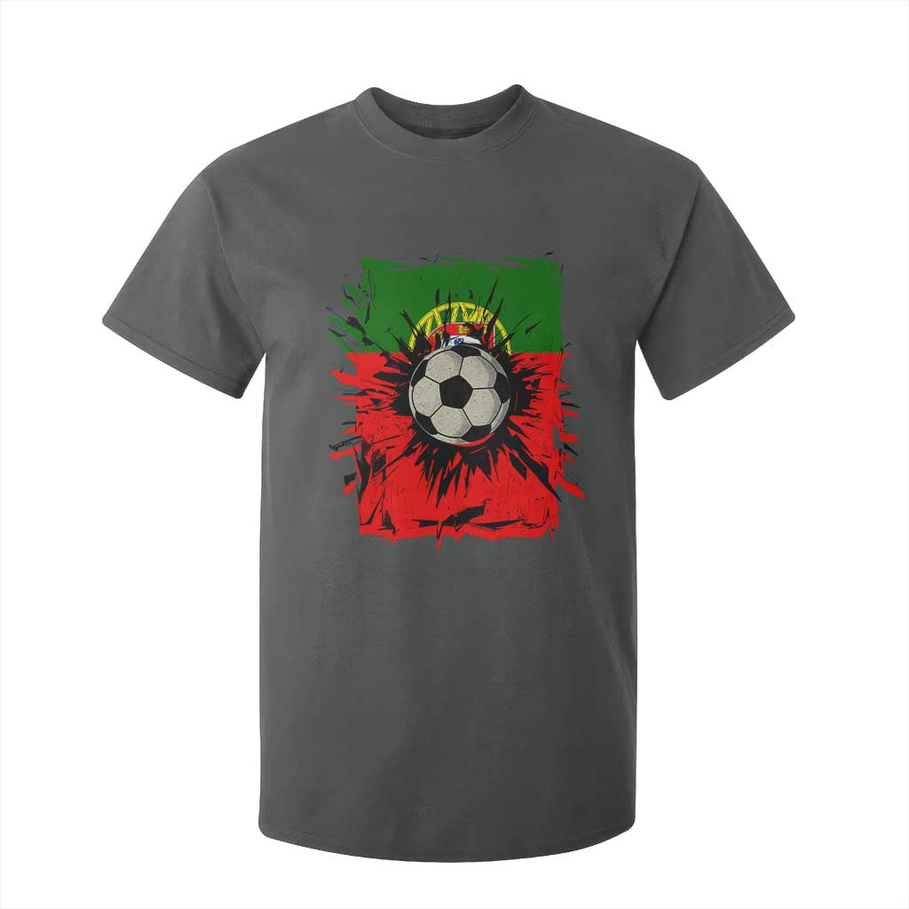 Portugal Soccer T Shirt For Kid Portuguese Flag Soccer Ball Futebol TS10 Dark Heather Print Your Wear