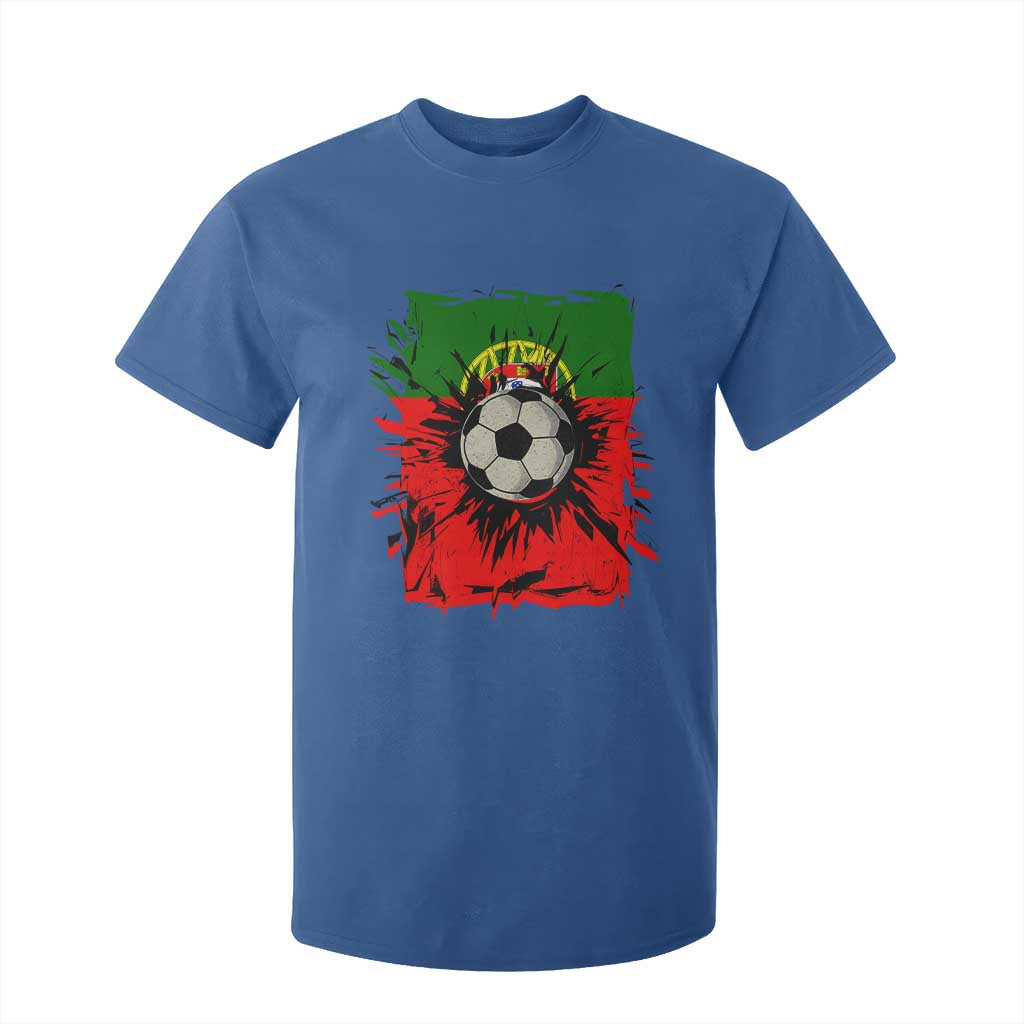 Portugal Soccer T Shirt For Kid Portuguese Flag Soccer Ball Futebol TS10 Royal Blue Print Your Wear