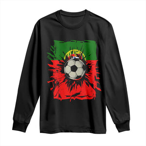 Portugal Soccer Long Sleeve Shirt Portuguese Flag Soccer Ball Futebol TS10 Black Print Your Wear