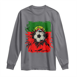 Portugal Soccer Long Sleeve Shirt Portuguese Flag Soccer Ball Futebol TS10 Charcoal Print Your Wear