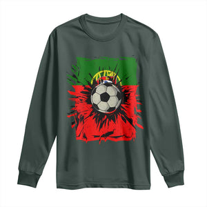 Portugal Soccer Long Sleeve Shirt Portuguese Flag Soccer Ball Futebol TS10 Dark Forest Green Print Your Wear