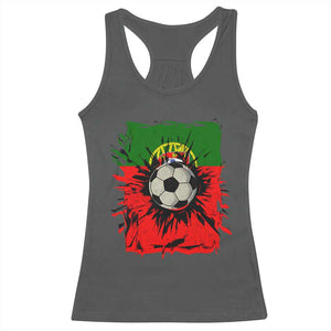 Portugal Soccer Racerback Tank Top Portuguese Flag Soccer Ball Futebol TS10 Dark Heather Print Your Wear