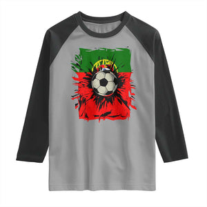 Portugal Soccer Raglan Shirt Portuguese Flag Soccer Ball Futebol TS10 Sport Gray Black Print Your Wear