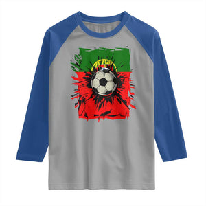 Portugal Soccer Raglan Shirt Portuguese Flag Soccer Ball Futebol TS10 Sport Gray Royal Print Your Wear