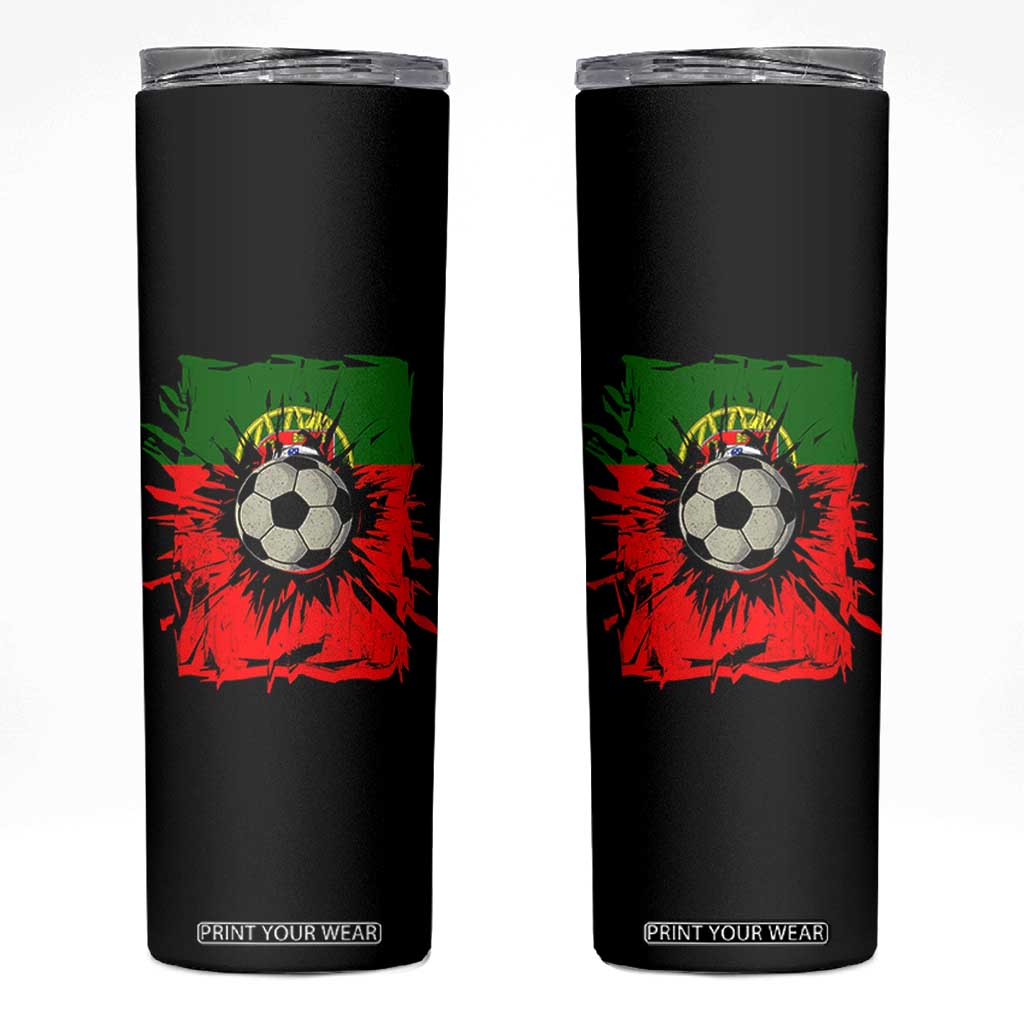 Portugal Soccer Skinny Tumbler Portuguese Flag Soccer Ball Futebol TS10 Black Print Your Wear