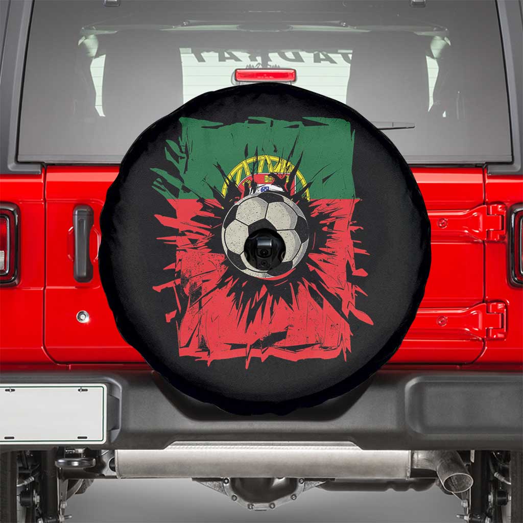 Portugal Soccer Spare Tire Cover Portuguese Flag Soccer Ball Futebol TS10 Black Print Your Wear
