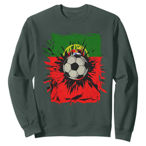 Portugal Soccer Sweatshirt Portuguese Flag Soccer Ball Futebol TS10 Dark Forest Green Print Your Wear