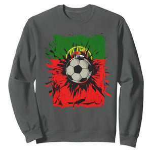 Portugal Soccer Sweatshirt Portuguese Flag Soccer Ball Futebol TS10 Dark Heather Print Your Wear