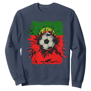 Portugal Soccer Sweatshirt Portuguese Flag Soccer Ball Futebol TS10 Navy Print Your Wear
