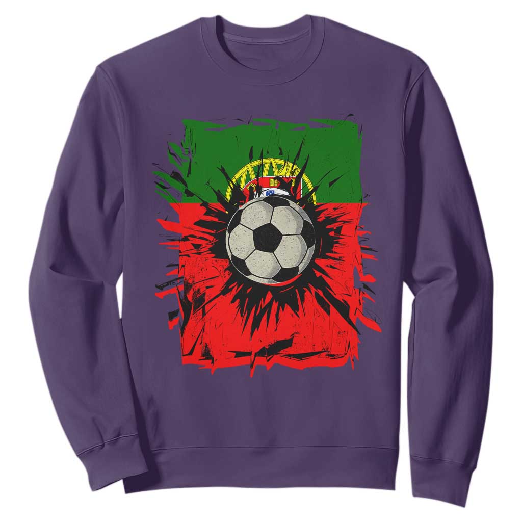 Portugal Soccer Sweatshirt Portuguese Flag Soccer Ball Futebol TS10 Purple Print Your Wear