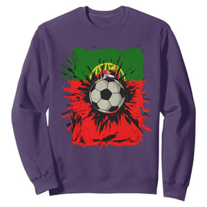 Portugal Soccer Sweatshirt Portuguese Flag Soccer Ball Futebol TS10 Purple Print Your Wear