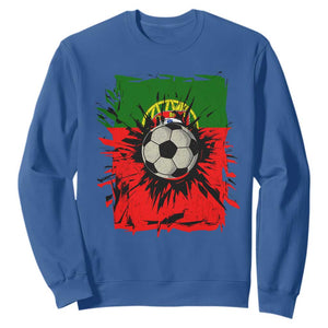 Portugal Soccer Sweatshirt Portuguese Flag Soccer Ball Futebol TS10 Royal Blue Print Your Wear