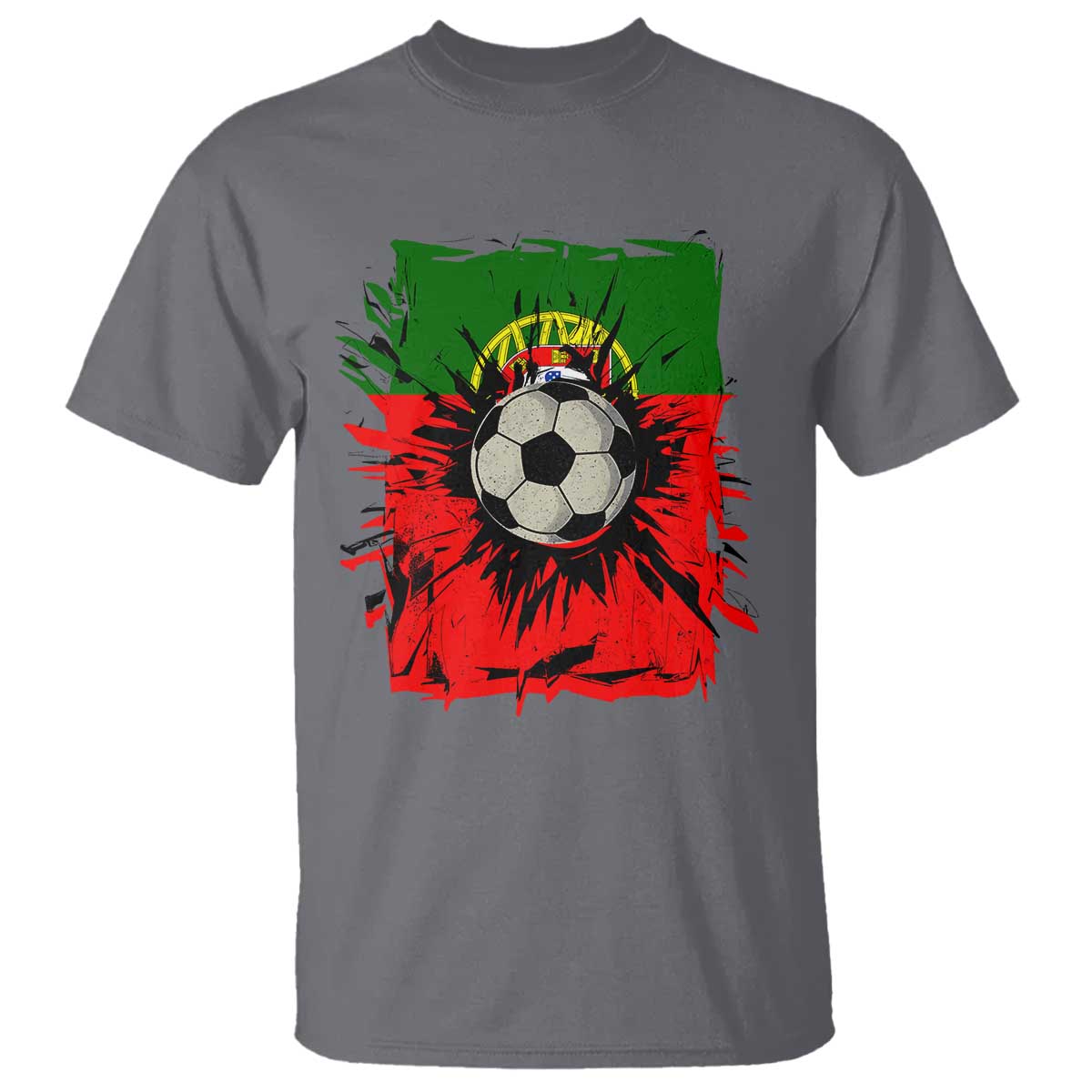 Portugal Soccer T Shirt Portuguese Flag Soccer Ball Futebol TS10 Charcoal Print Your Wear