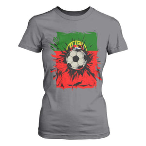 Portugal Soccer T Shirt For Women Portuguese Flag Soccer Ball Futebol TS10 Charcoal Print Your Wear