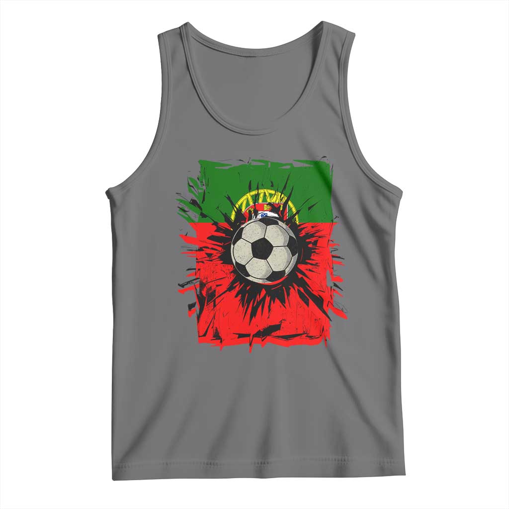 Portugal Soccer Tank Top Portuguese Flag Soccer Ball Futebol TS10 Black Heather Print Your Wear