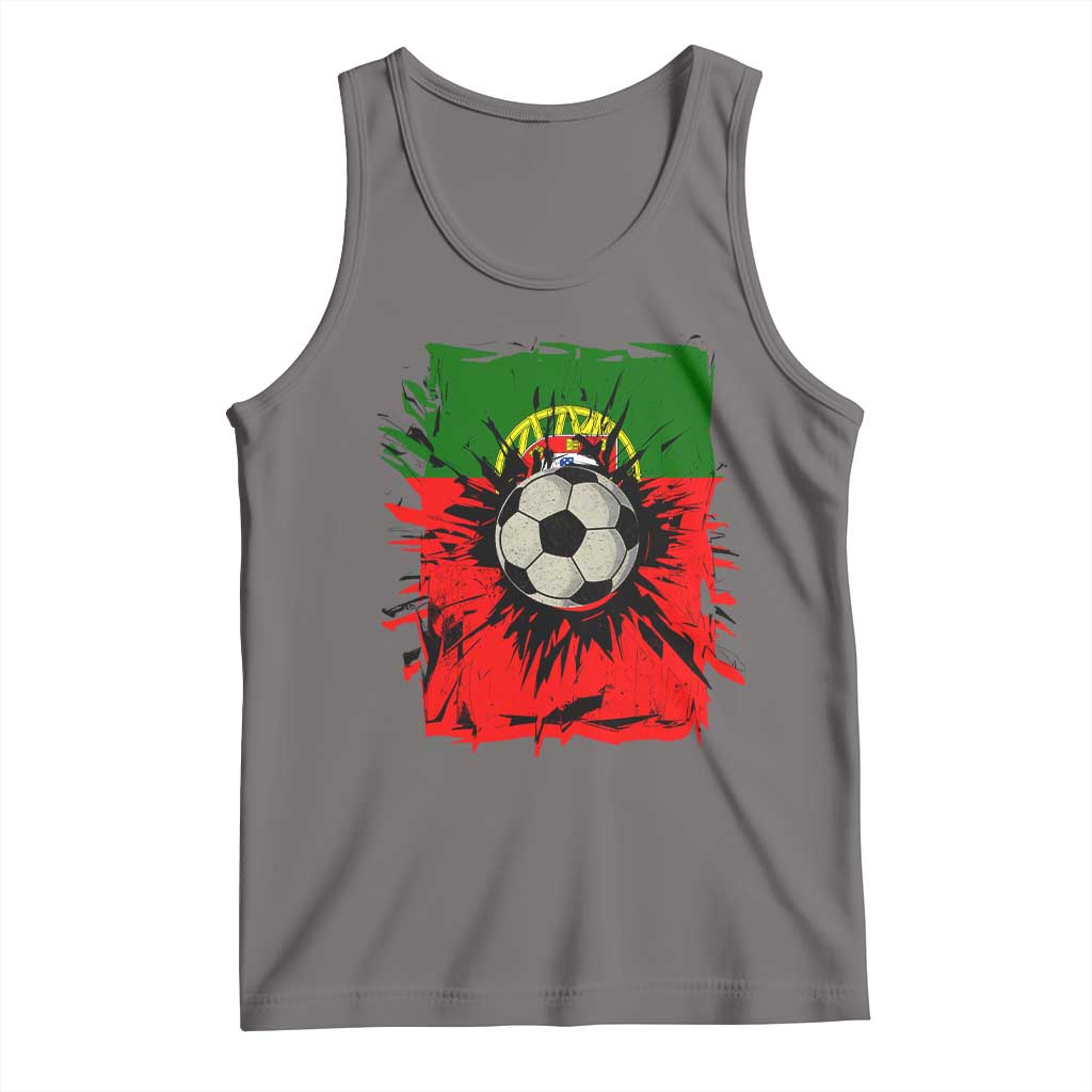 Portugal Soccer Tank Top Portuguese Flag Soccer Ball Futebol TS10 Deep Heather Print Your Wear