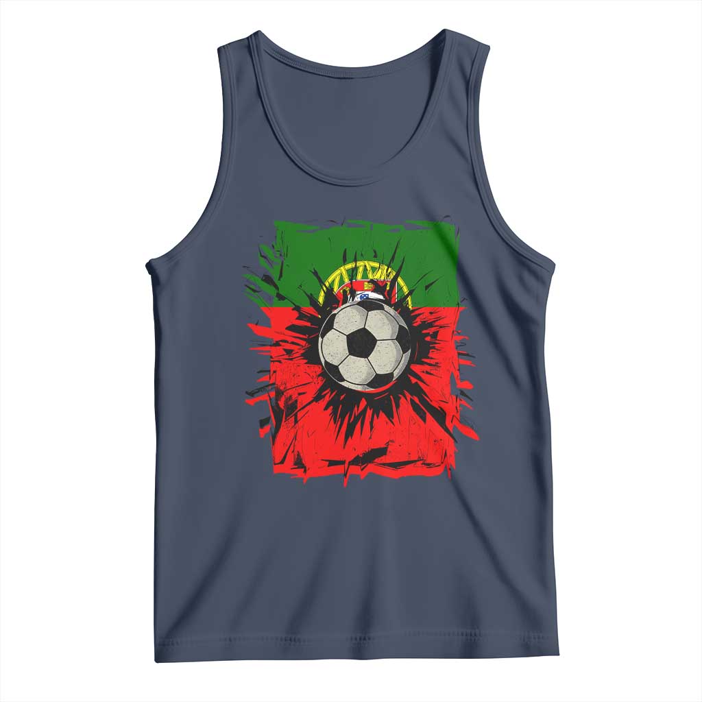 Portugal Soccer Tank Top Portuguese Flag Soccer Ball Futebol TS10 Navy Print Your Wear