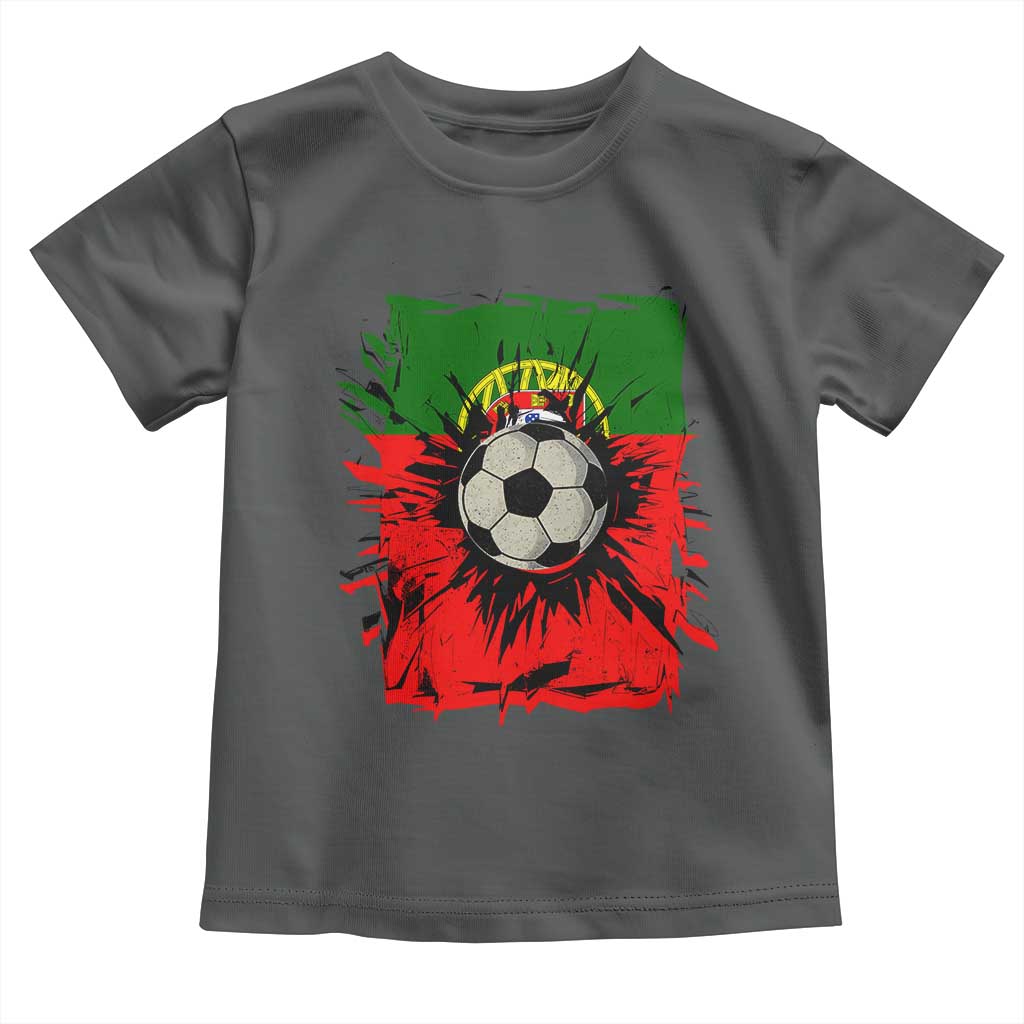 Portugal Soccer Toddler T Shirt Portuguese Flag Soccer Ball Futebol TS10 Dark Heather Print Your Wear
