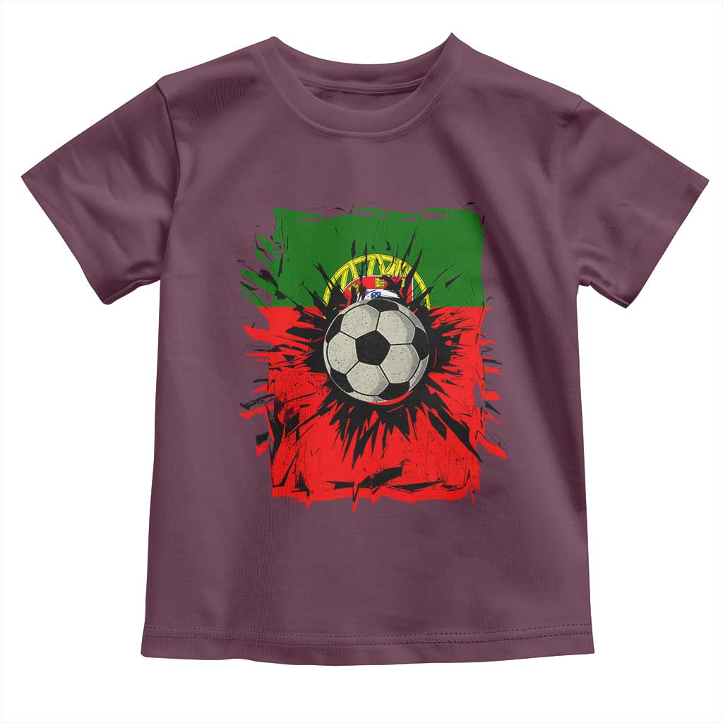 Portugal Soccer Toddler T Shirt Portuguese Flag Soccer Ball Futebol TS10 Maroon Print Your Wear