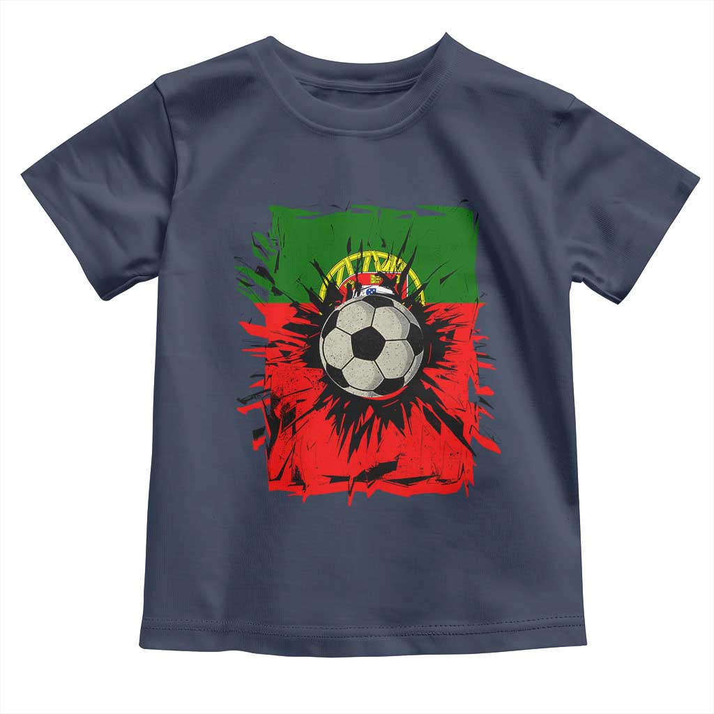 Portugal Soccer Toddler T Shirt Portuguese Flag Soccer Ball Futebol TS10 Navy Print Your Wear