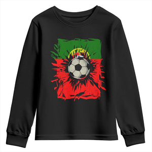 Portugal Soccer Youth Sweatshirt Portuguese Flag Soccer Ball Futebol TS10 Black Print Your Wear