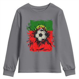 Portugal Soccer Youth Sweatshirt Portuguese Flag Soccer Ball Futebol TS10 Charcoal Print Your Wear