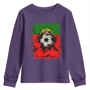 Portugal Soccer Youth Sweatshirt Portuguese Flag Soccer Ball Futebol TS10 Purple Print Your Wear